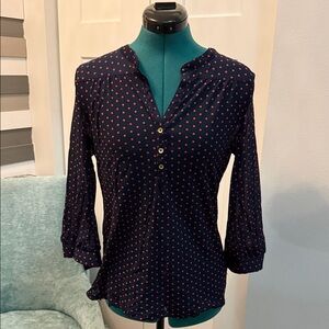 The Limited Navy and Red Polka Dot Blouse